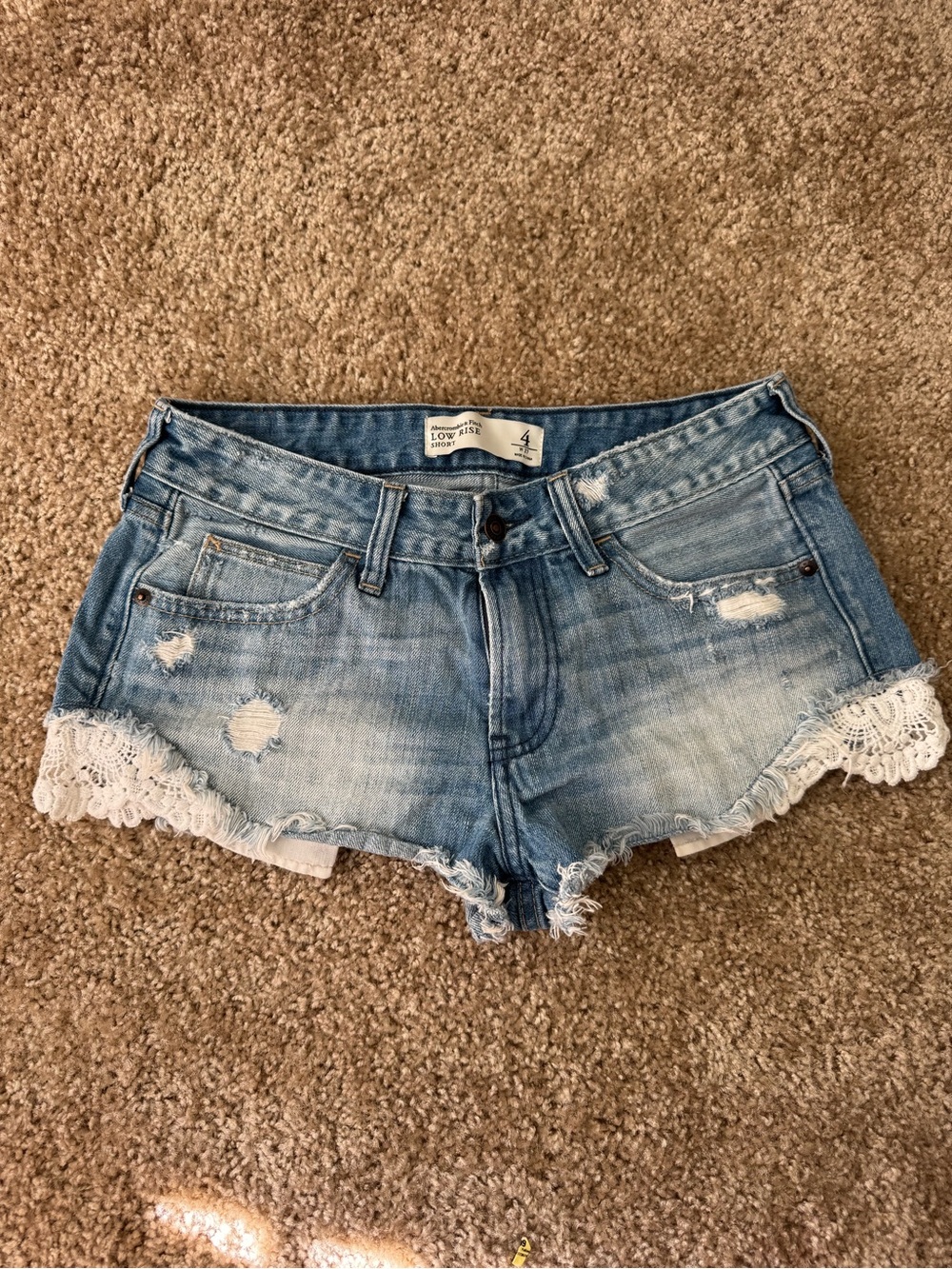 Y2K Abercrombie & Fitch Low Rise Lace Denim Shorts